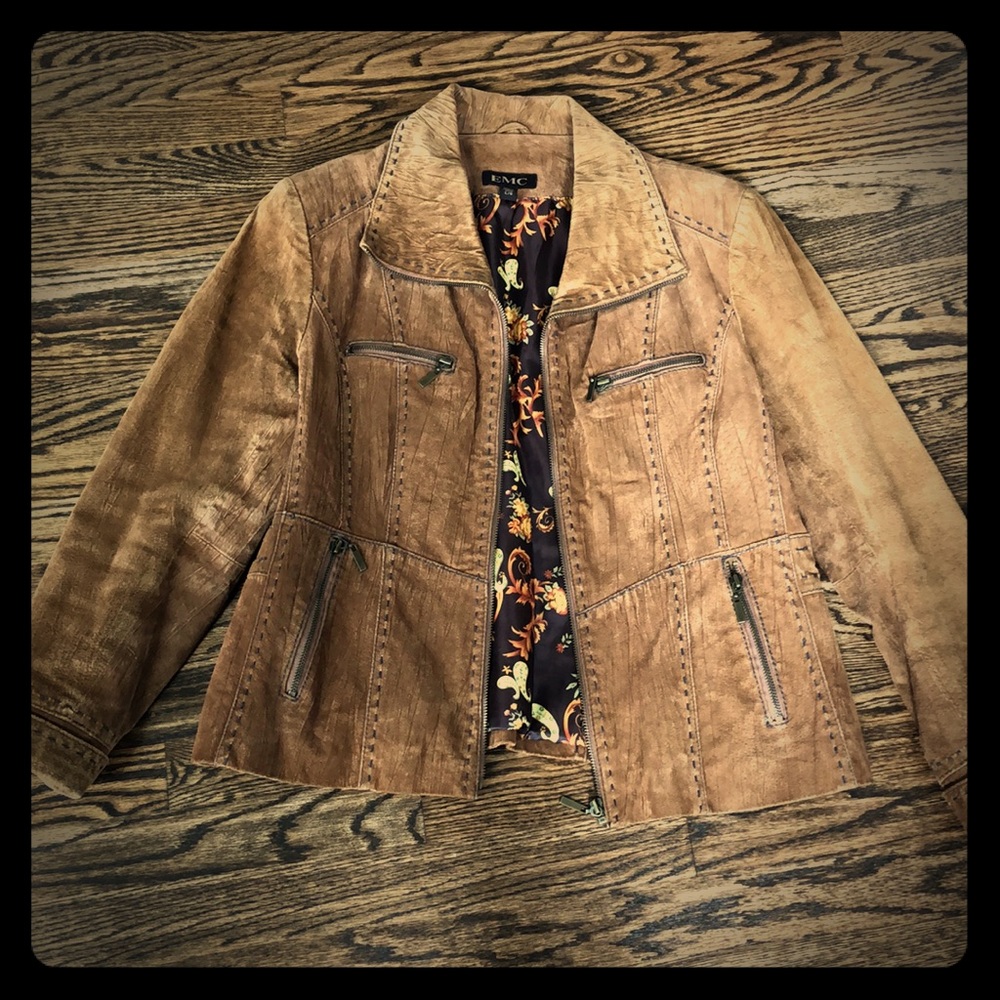 Women’s Large Rust brown EMC all leather jacket